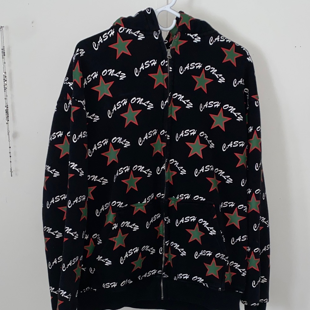 Black Hoodie with Star Accents